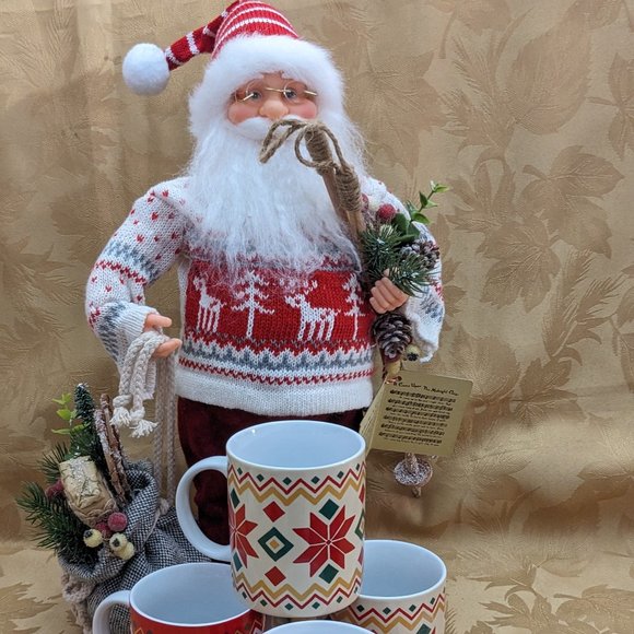 German Mugs Waechtersbach Set of 4 Pattern Inspired By Scandinavian Sweaters - Picture 5 of 11